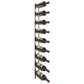 Wine bottle rail rack with 9 slots, dark gray frame and black cradles for bottles