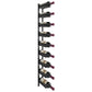 Wine bottle rail rack with 9 slots, black frame with bottle cradles holding wine bottles