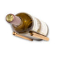Wine bottle rail wall mount holding a bottle, golden bronze cradle with tan insert
