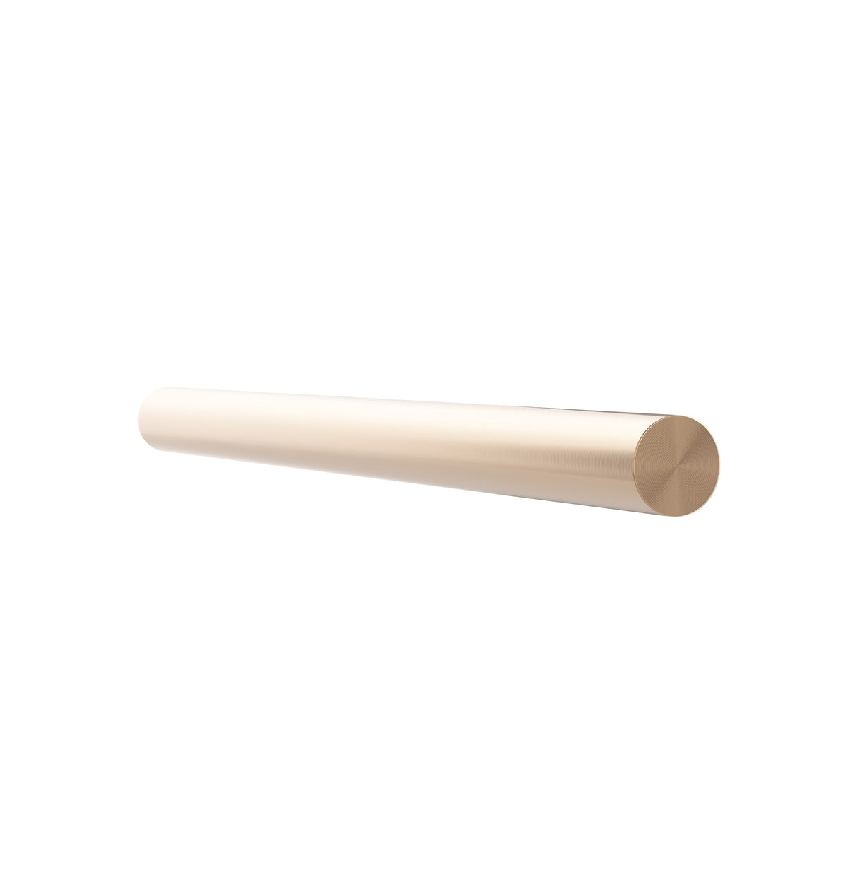 Wine bottle rail wall mount with one pale gold-toned arm and round end cap
