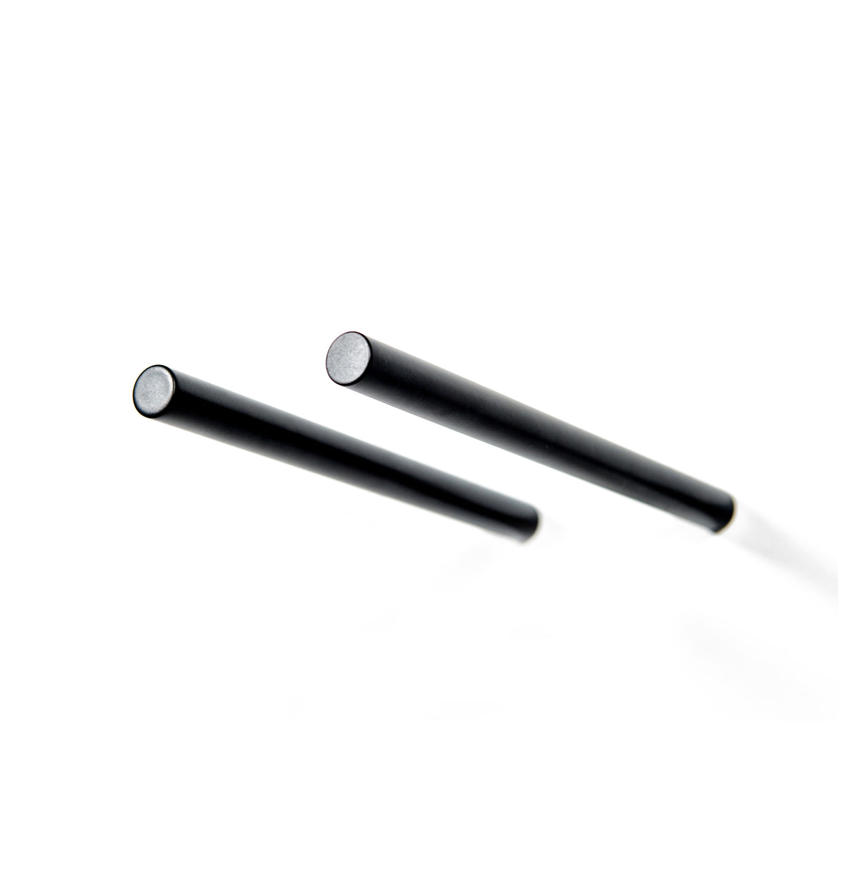 Wine bottle rail holder with two round-ended matte black metal bars