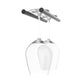 Two-glass stemware rack with clear goblet and dark gunmetal mounting bar