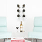 Wine bottle rail designer grid with six holders on a wall above a table setting
