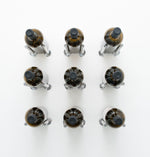 3x3 wine bottle rail with nine dark bottle holders and wine bottles