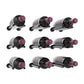 3x3 wine bottle rail with nine black bottle holders and purple-tinted corks