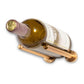 Wine bottle rail holding a bottle on golden bronze mounts with cylindrical bar