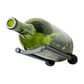 Dark gunmetal wine bottle rail holder with a green magnum bottle