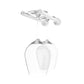 Stemware rack with two glass holders, clear glass goblets on polished silver bar