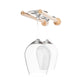 Stemware rack with two glass holders, clear goblets on bronze-tone metal bar