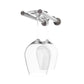 Stemware rack with two glass holders, clear goblet on gunmetal dark metal bar