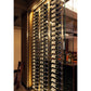 Wall wine rack system with black frame and multiple wine bottles installed