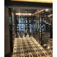 Built-in glass wine tower with internal racks and evenly spaced bottle storage