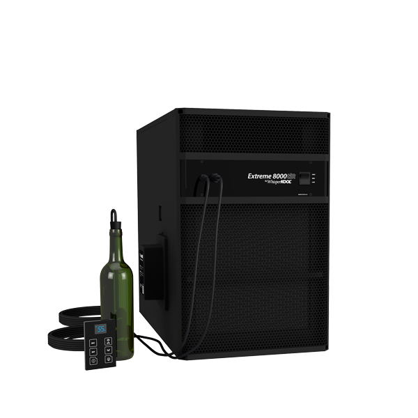 Black wine cooling system with connected sensor display and cable bundle