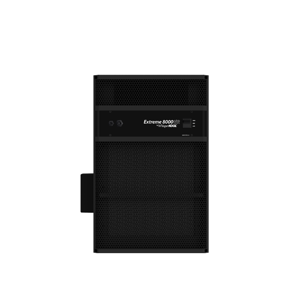 Black Extreme 8000 wine cellar cooling unit with front mesh panel and side mount