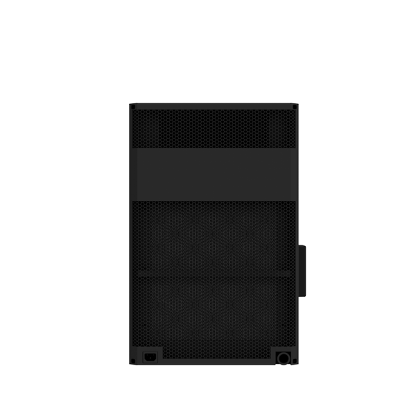 Back view of black wine cellar cooling unit with vents and mounting hardware