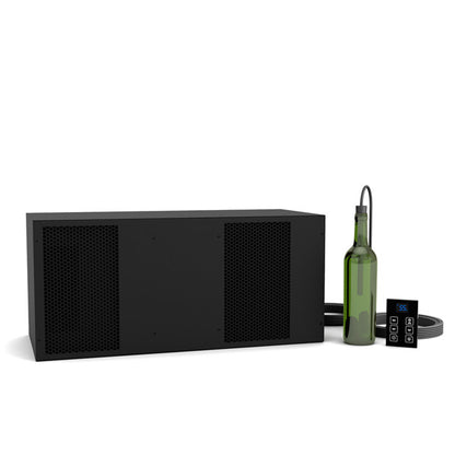 Ceiling mount split ductless cooling unit with accessories, black front panel
