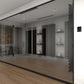 Wine cellar cooling system installed behind glass wall beside bottle storage racks