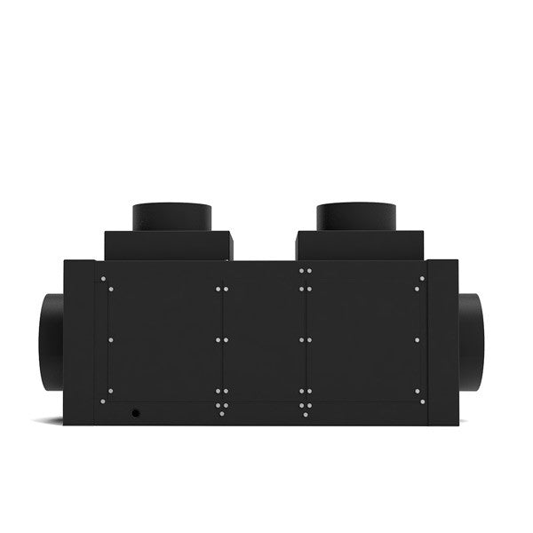 Black ducted cooling unit with front panel fasteners and side air outlet ports
