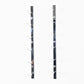 Wall-mounted chrome wine rack rails with bottle hooks, empty
