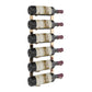 Wall-mounted wine rack with matte black finish holding 6 bottles