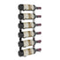 Wall-mounted matte black wine rack with bottle hooks holding 6 bottles