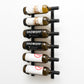 Matte black wall wine rack with bottle hooks holding wines with SHOWOFF labels