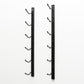 Wall-mounted wine rack rails with bottle hooks, matte black, empty
