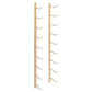 Wall-mounted wine rack rails with curved bottle holders, golden bronze finish