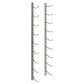 Wall-mounted wine rack rails with curved bottle holders, gunmetal gray finish