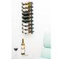 Wall-mounted matte black wine rack holding 9 wine bottles on wall