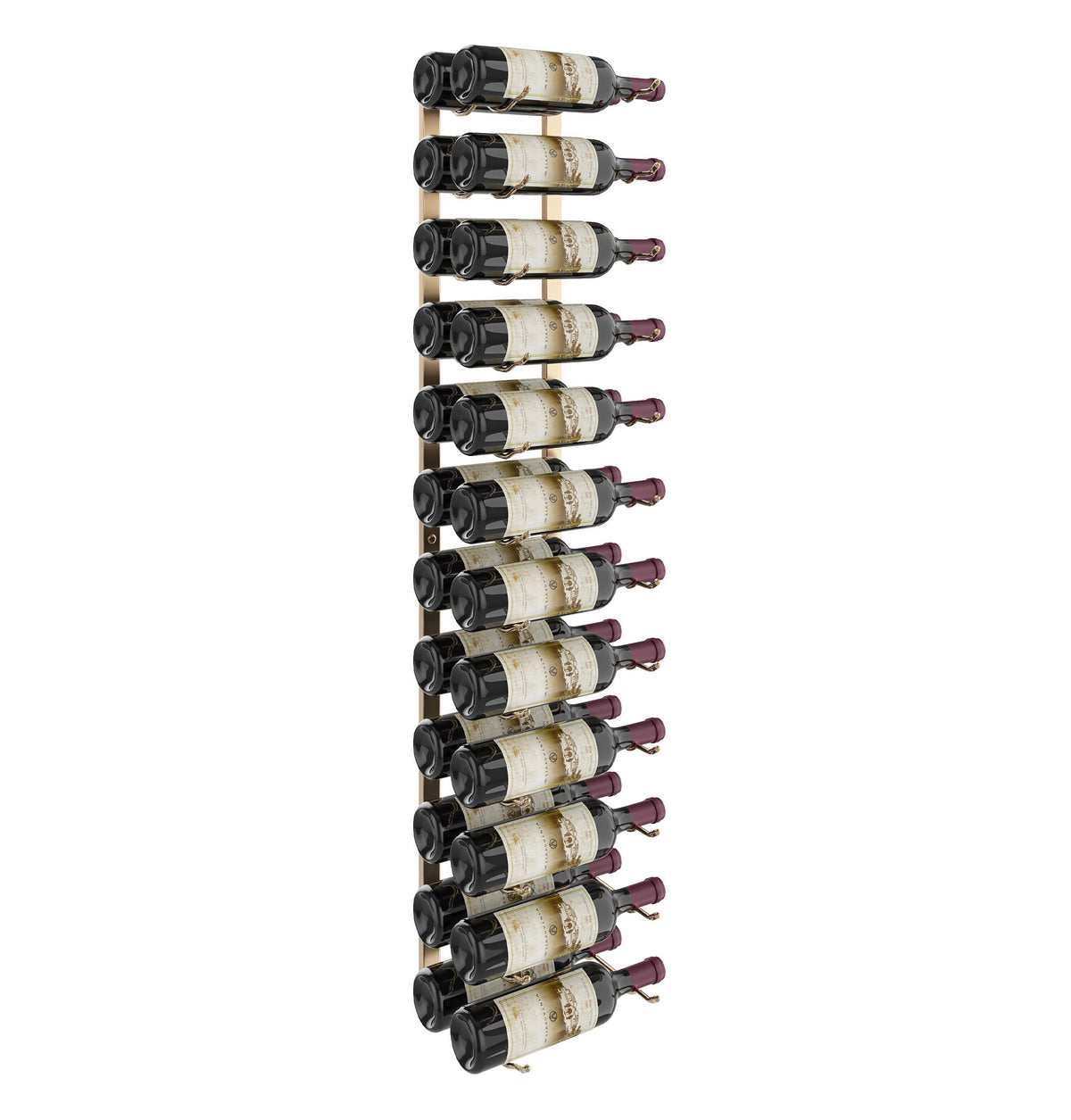 4FT wall wine rack with wine bottles and matte black frame