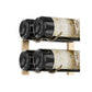 4FT wall wine rack with black wine bottles on light metal rails