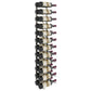 4FT wall wine rack with wine bottles on black bottle holders