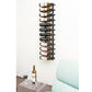 Wall-mounted wine rack with black metal bottle holders