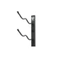 Wall-mounted wine rack bracket with two curved black bottle hooks