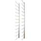 Wall-mounted wine rack with metal bottle holders, light finish bars
