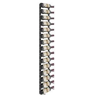 5-ft wall-mounted wine rack showing matte black bottle holders and wine bottles