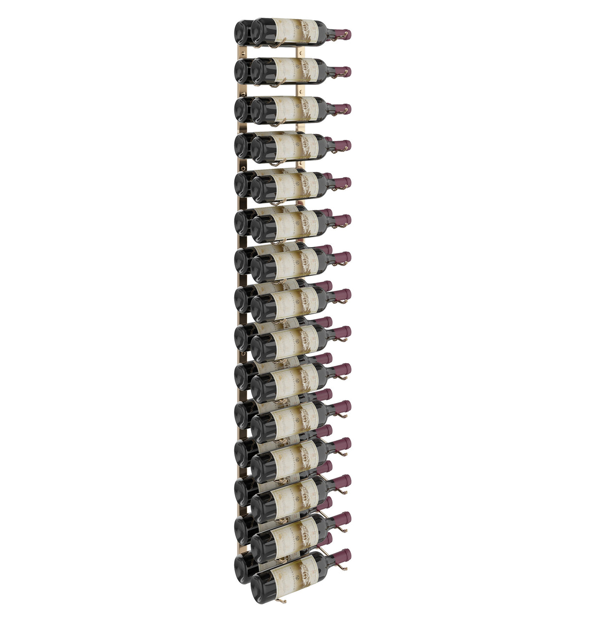 5-ft wall-mounted wine rack with matte black brackets holding multiple wine bottles