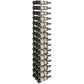 Slim vertical wall-mounted wine rack with black bottle holders, holds multiple bottles