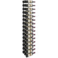 Vertical wall wine rack with black metal bottle holders, shown full of bottles