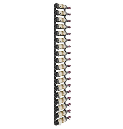 6-foot wall wine rack with matte black frame, end view showing bottle-holder rails