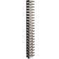 Tall black wine rack featuring rows of wine bottles on a wall mount