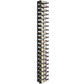Black wall wine rack with many wine bottles in evenly spaced holders