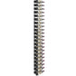 Black vertical wall-mounted wine rack with rows of wine bottles