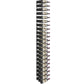Black wall wine rack with wine bottles stored in long horizontal slots