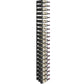 Black metal wall wine rack with multiple wine bottles in parallel rows