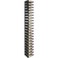 Wall-mounted black wine rack with many wine bottles arranged in grid rows