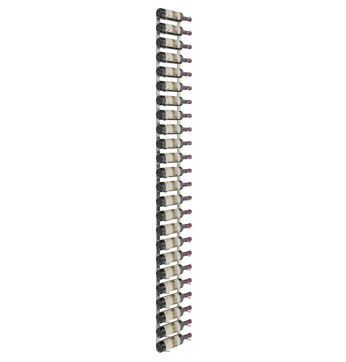Wall series wine rack with dark metal backing and bottle holders