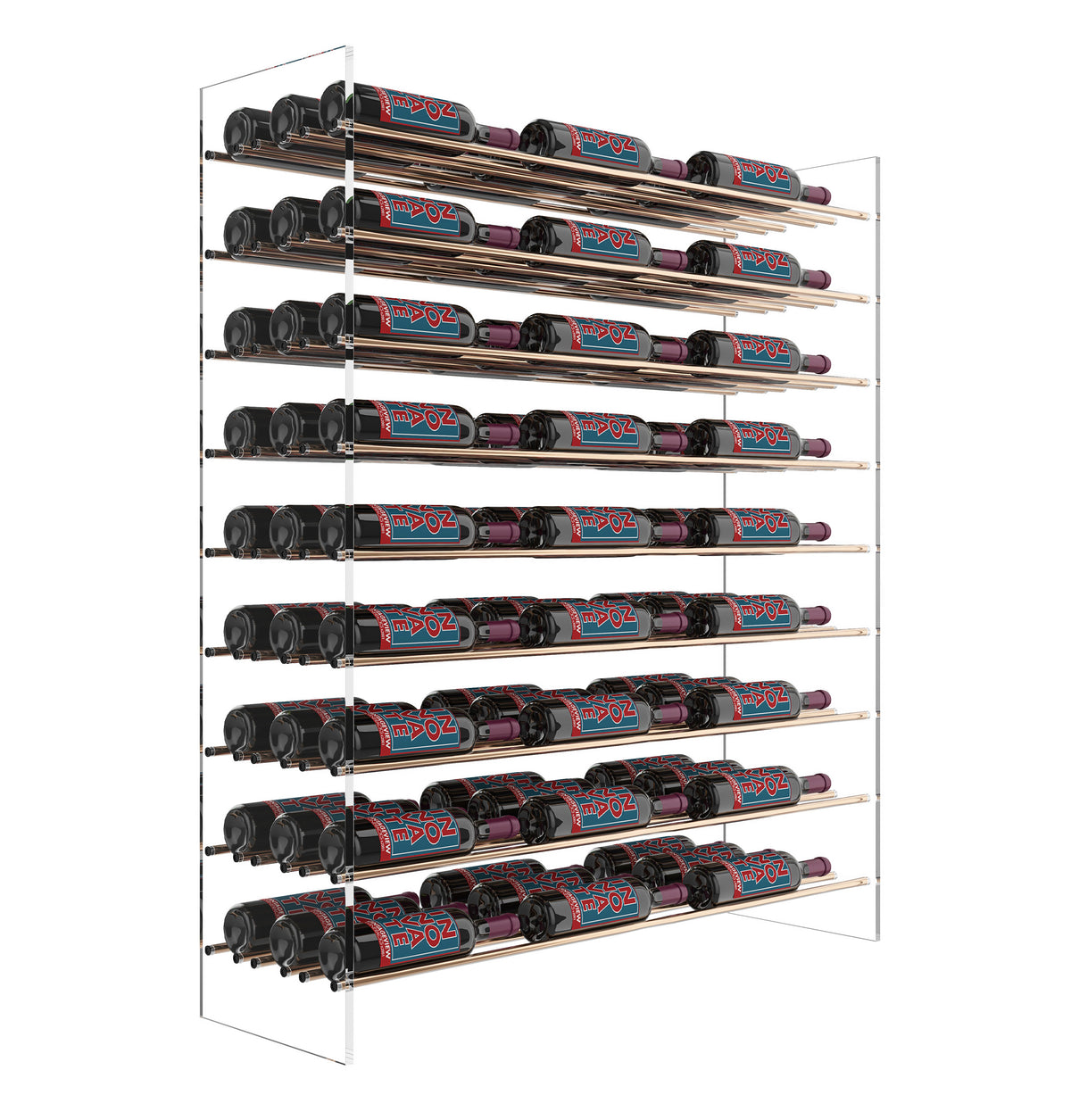 4 ft Evolution Series wine tower with multiple horizontal racks holding wine bottles