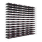 6 ft wine tower wine rack with black frame and multiple bottle rows